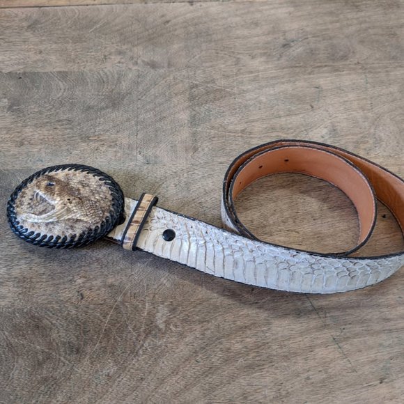 Hand made snake viper belt with fangs - Picture 2 of 5